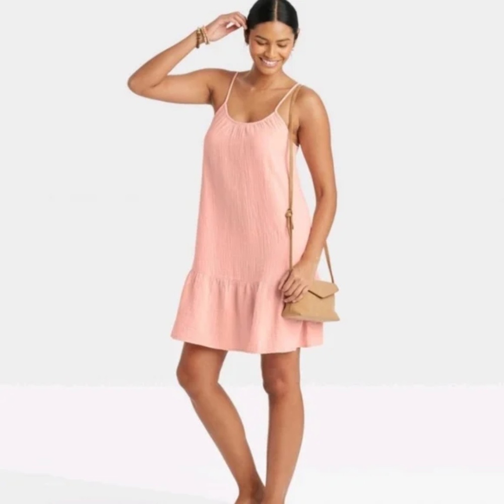 Universal Threads Universal Thread Muslin Cotton Tank Dress in Peach